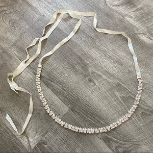 Wedding Dress Sash Belt Waist Tie White Crystal Cream Bride